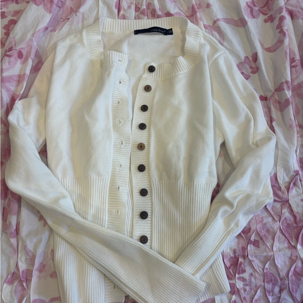 White cardigan